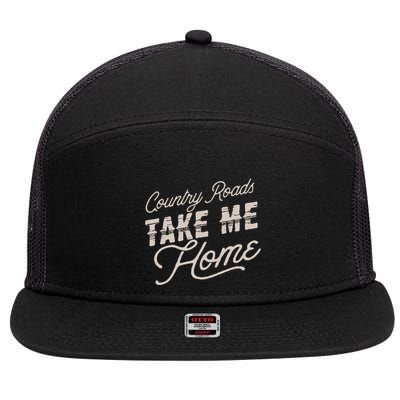 Country Roads Take Me Home 7 Panel Mesh Trucker Snapback Hat