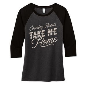 Country Roads Take Me Home Women's Tri-Blend 3/4-Sleeve Raglan Shirt