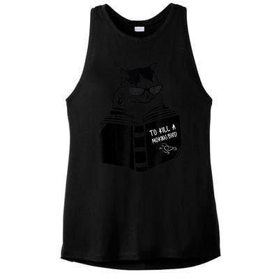 Cat Reading To Kill A Mockingbird Funny Ladies PosiCharge Tri-Blend Wicking Tank