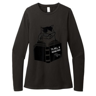 Cat Reading To Kill A Mockingbird Funny Womens CVC Long Sleeve Shirt