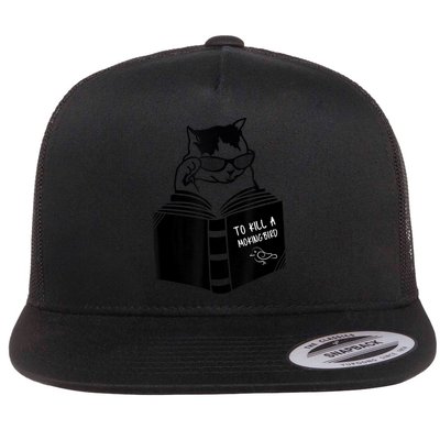 Cat Reading To Kill A Mockingbird Funny Flat Bill Trucker Hat