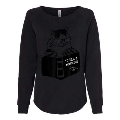 Cat Reading To Kill A Mockingbird Funny Womens California Wash Sweatshirt