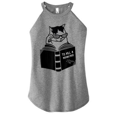 Cat Reading To Kill A Mockingbird Funny Women’s Perfect Tri Rocker Tank