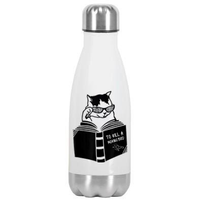 Cat Reading To Kill A Mockingbird Funny Stainless Steel Insulated Water Bottle