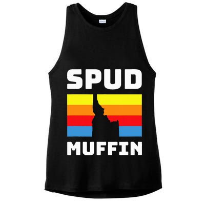 Cool Retro Travel Idaho Vacation Potatoes Spud Muffin Design Ladies PosiCharge Tri-Blend Wicking Tank