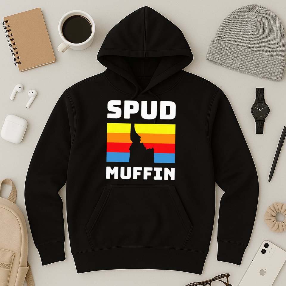 Cool Retro Travel Idaho Vacation Potatoes Spud Muffin Design Hoodie