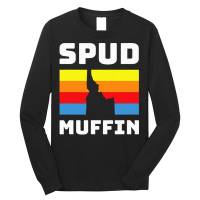 Cool Retro Travel Idaho Vacation Potatoes Spud Muffin Design Long Sleeve Shirt