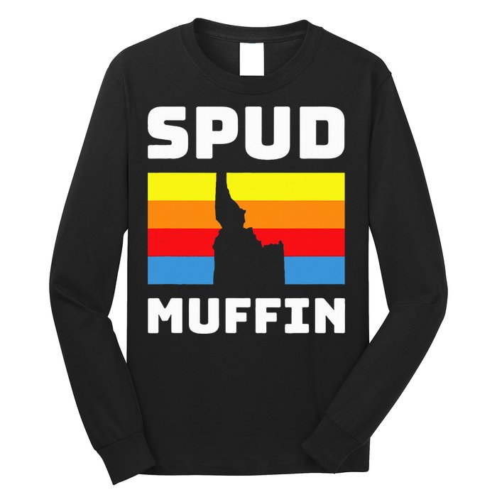 Cool Retro Travel Idaho Vacation Potatoes Spud Muffin Design Long Sleeve Shirt