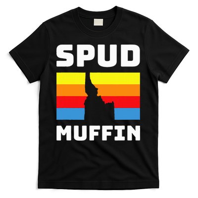 Cool Retro Travel Idaho Vacation Potatoes Spud Muffin Design T-Shirt