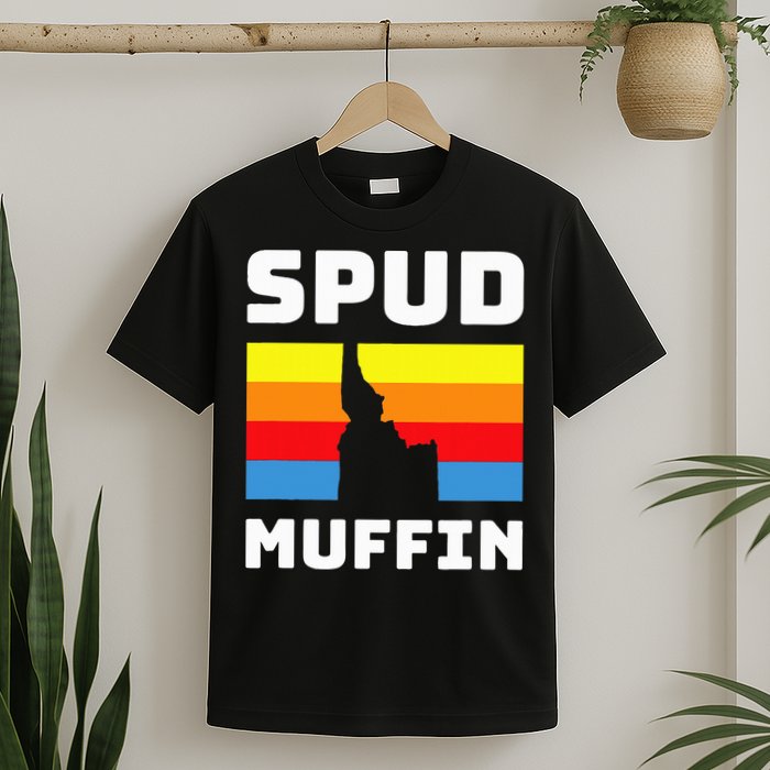 Cool Retro Travel Idaho Vacation Potatoes Spud Muffin Design T-Shirt