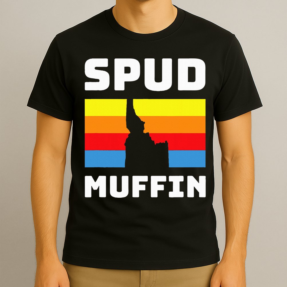 Cool Retro Travel Idaho Vacation Potatoes Spud Muffin Design T-Shirt