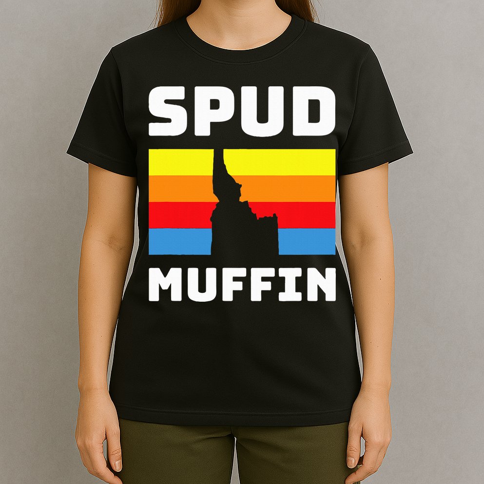 Cool Retro Travel Idaho Vacation Potatoes Spud Muffin Design T-Shirt