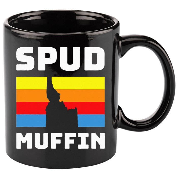 Cool Retro Travel Idaho Vacation Potatoes Spud Muffin Design 11oz C Handle Ceramic Mug