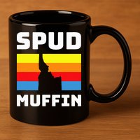 Cool Retro Travel Idaho Vacation Potatoes Spud Muffin Design 11oz C Handle Ceramic Mug