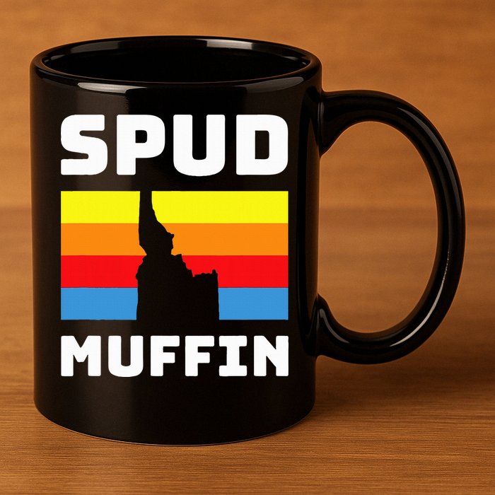 Cool Retro Travel Idaho Vacation Potatoes Spud Muffin Design 11oz C Handle Ceramic Mug