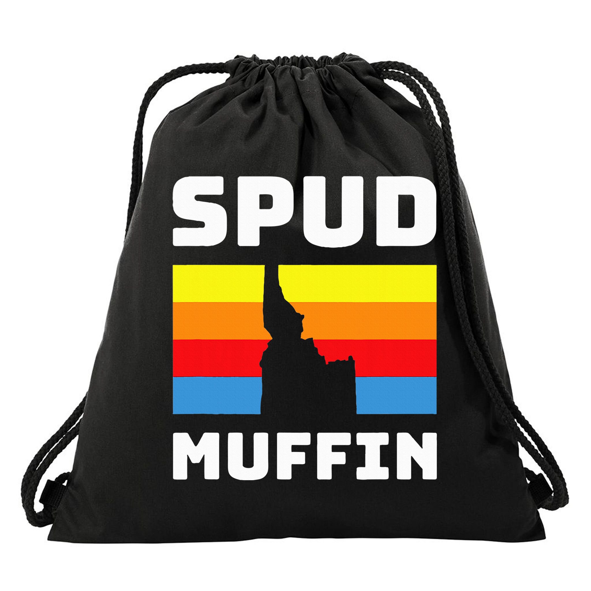 Cool Retro Travel Idaho Vacation Potatoes Spud Muffin Design Drawstring Bag