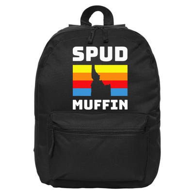 Cool Retro Travel Idaho Vacation Potatoes Spud Muffin Design 16 in Basic Backpack