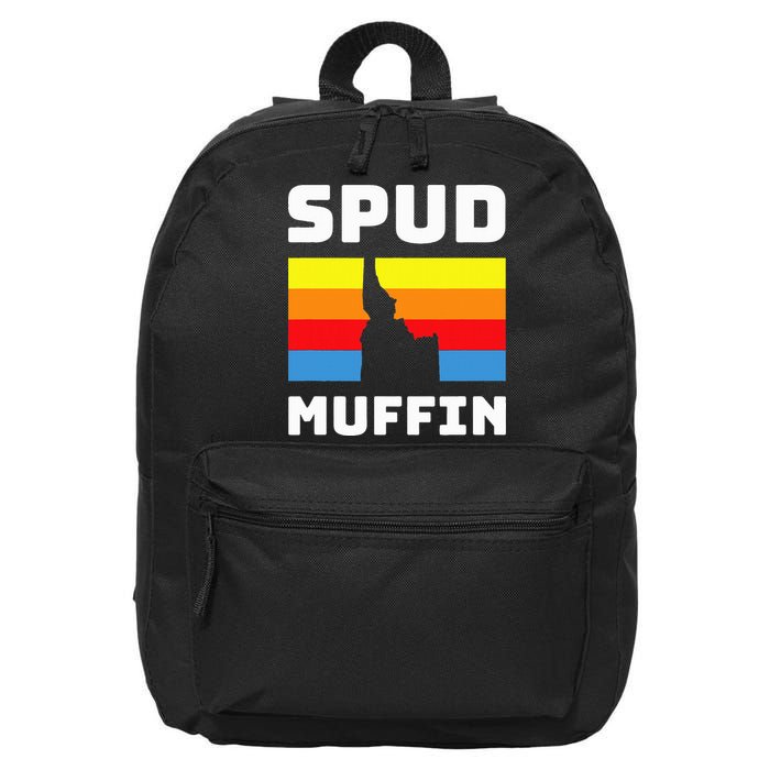 Cool Retro Travel Idaho Vacation Potatoes Spud Muffin Design 16 in Basic Backpack
