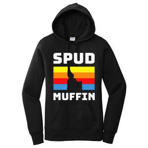 Cool Retro Travel Idaho Vacation Potatoes Spud Muffin Design Women's Pullover Hoodie