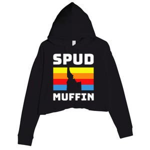 Cool Retro Travel Idaho Vacation Potatoes Spud Muffin Design Crop Fleece Hoodie