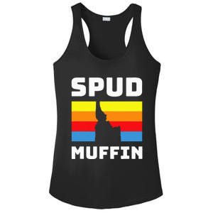 Cool Retro Travel Idaho Vacation Potatoes Spud Muffin Design Ladies PosiCharge Competitor Racerback Tank