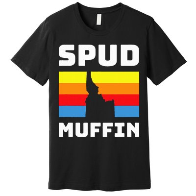 Cool Retro Travel Idaho Vacation Potatoes Spud Muffin Design Premium T-Shirt