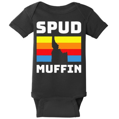 Cool Retro Travel Idaho Vacation Potatoes Spud Muffin Design Baby Bodysuit