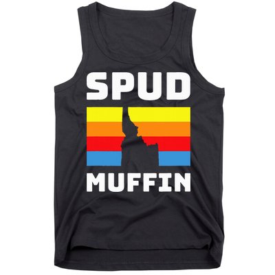 Cool Retro Travel Idaho Vacation Potatoes Spud Muffin Design Tank Top
