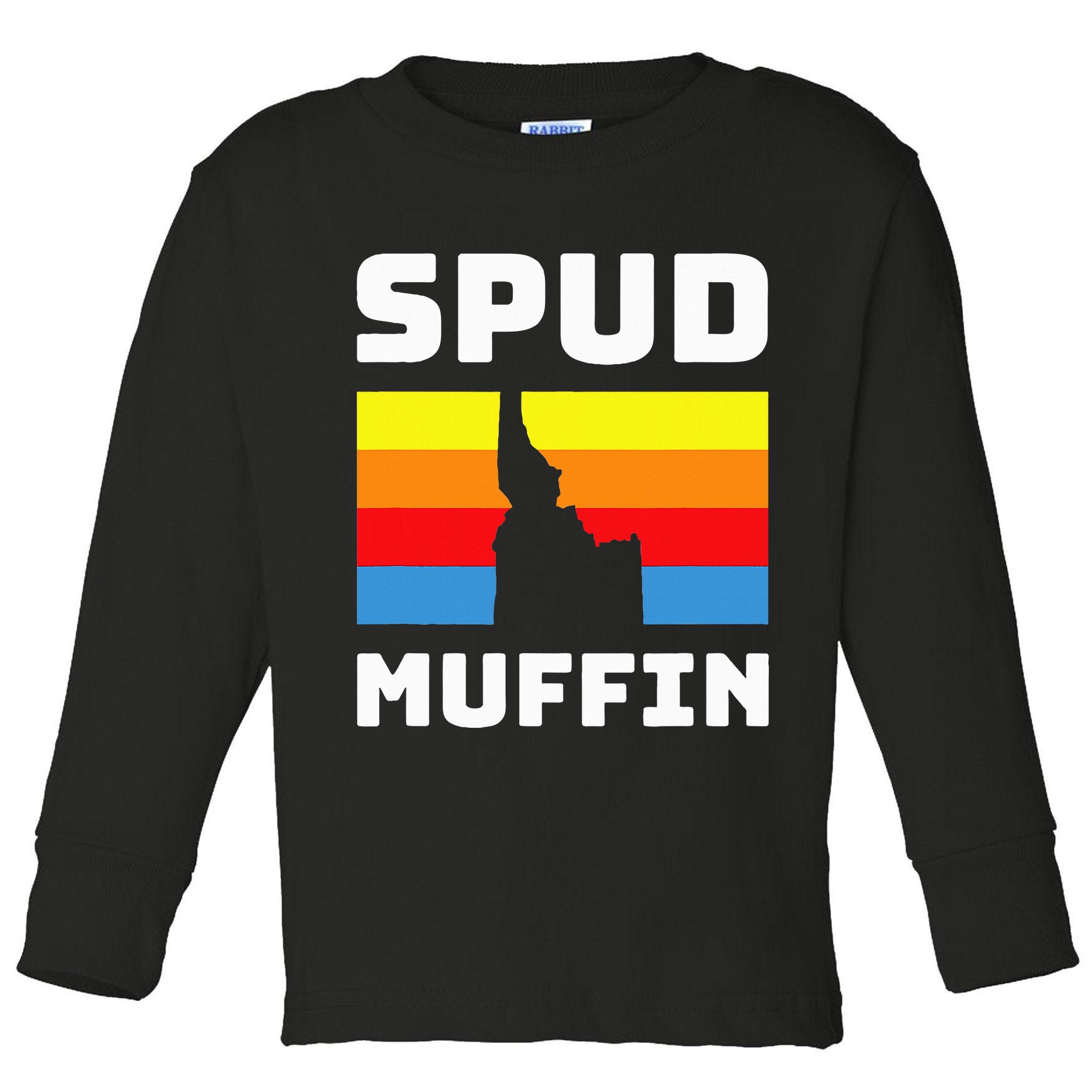 Cool Retro Travel Idaho Vacation Potatoes Spud Muffin Design Toddler Long Sleeve Shirt