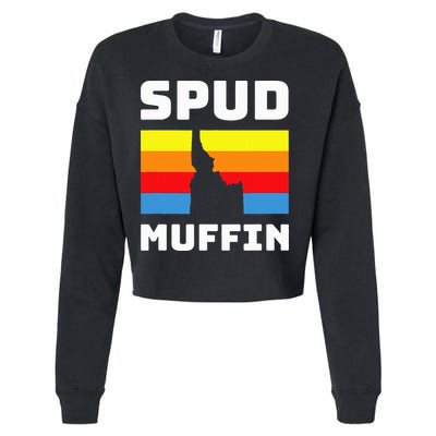 Cool Retro Travel Idaho Vacation Potatoes Spud Muffin Design Cropped Pullover Crew