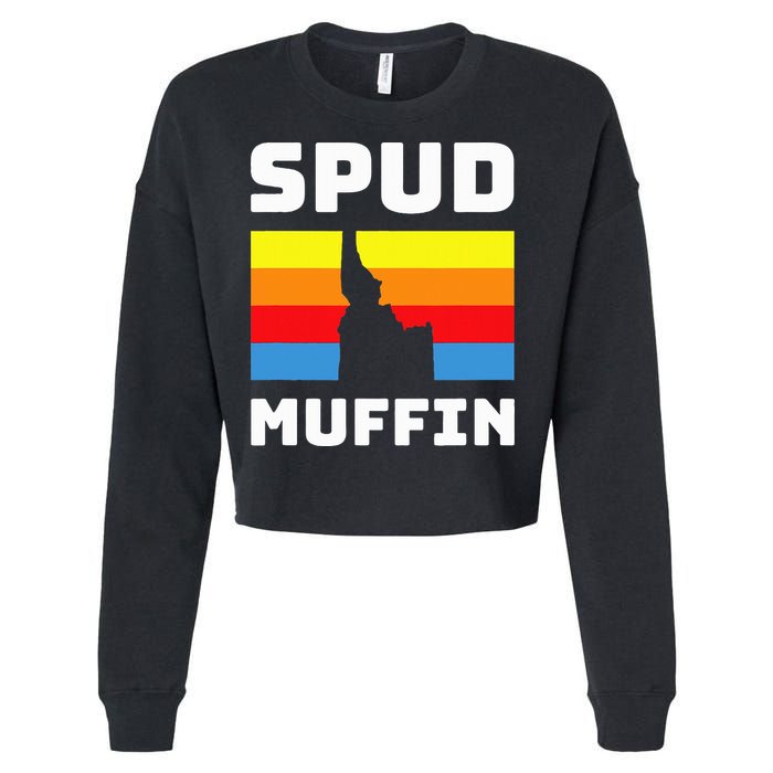 Cool Retro Travel Idaho Vacation Potatoes Spud Muffin Design Cropped Pullover Crew