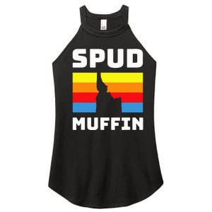 Cool Retro Travel Idaho Vacation Potatoes Spud Muffin Design Women's Perfect Tri Rocker Tank