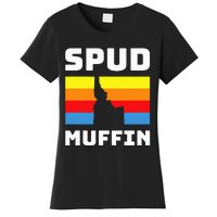 Cool Retro Travel Idaho Vacation Potatoes Spud Muffin Design Women's T-Shirt