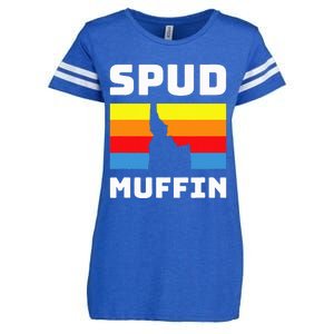 Cool Retro Travel Idaho Vacation Potatoes Spud Muffin Design Enza Ladies Jersey Football T-Shirt