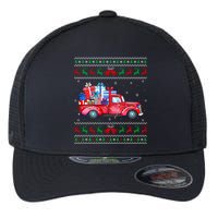 Christmas Red Truck With Gifts Ugly Sweater Holiday Flexfit Unipanel Trucker Cap