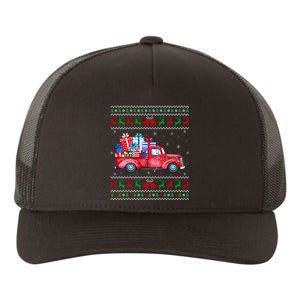 Christmas Red Truck With Gifts Ugly Sweater Holiday Yupoong Adult 5-Panel Trucker Hat