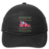 Christmas Red Truck With Gifts Ugly Sweater Holiday 7-Panel Snapback Hat