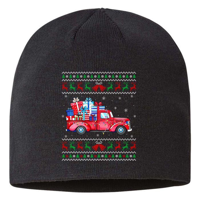 Christmas Red Truck With Gifts Ugly Sweater Holiday Sustainable Beanie