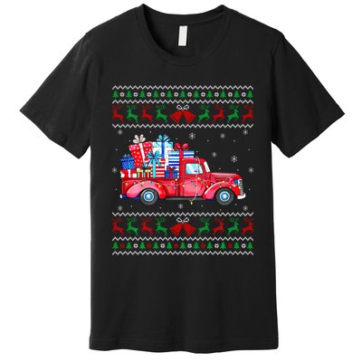 Christmas Red Truck With Gifts Ugly Sweater Holiday Premium T-Shirt