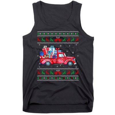 Christmas Red Truck With Gifts Ugly Sweater Holiday Tank Top
