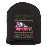 Christmas Red Truck With Gifts Ugly Sweater Holiday Short Acrylic Beanie