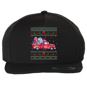 Christmas Red Truck With Gifts Ugly Sweater Holiday Wool Snapback Cap