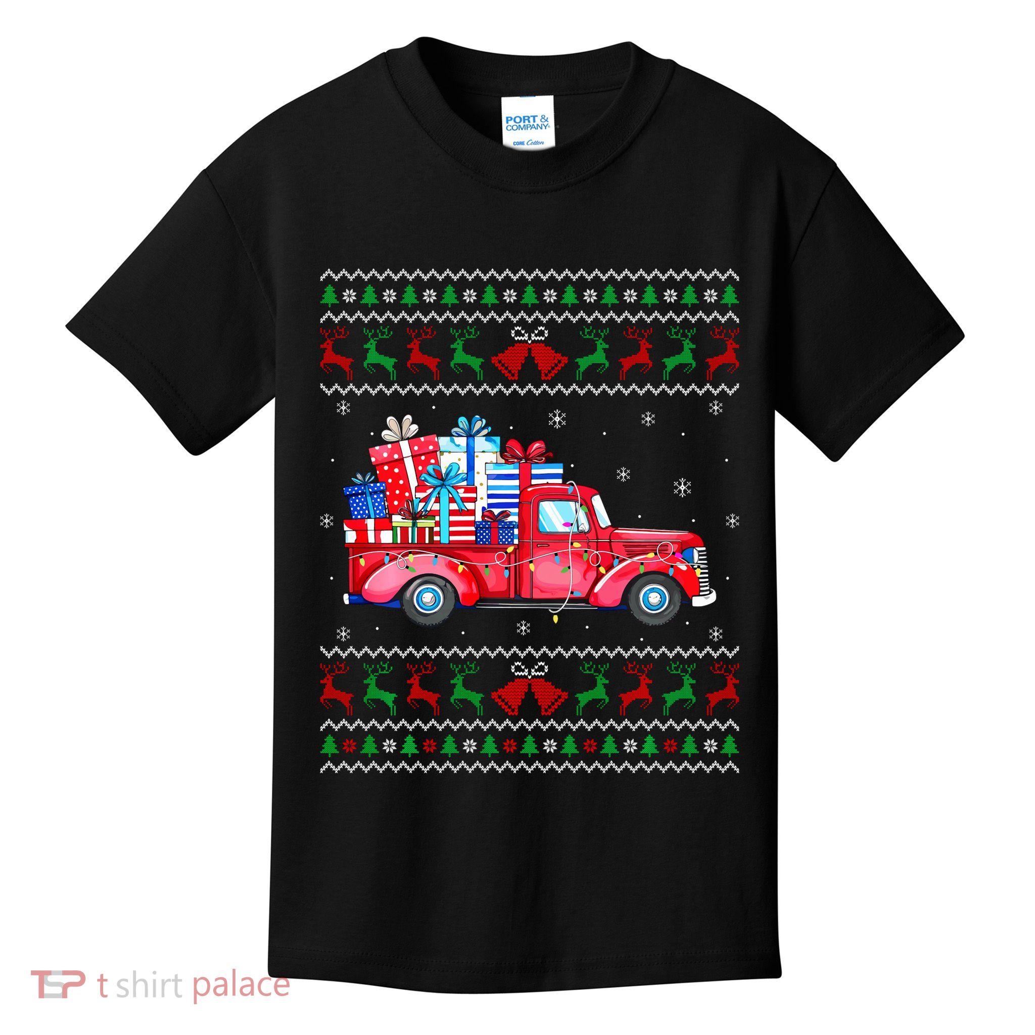 Christmas Red Truck With Gifts Ugly Sweater Holiday Kids T-Shirt