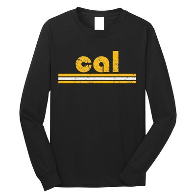 Cal Retro Three Stripe Vintage California Throwback Long Sleeve Shirt