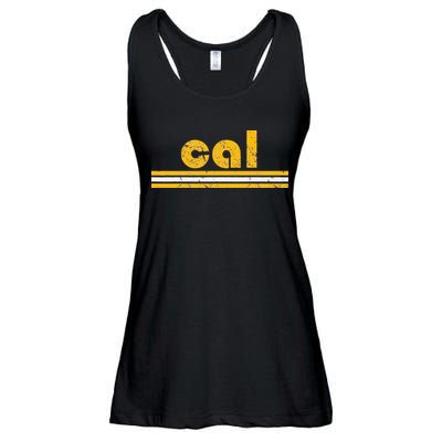 Cal Retro Three Stripe Vintage California Throwback Ladies Essential Flowy Tank