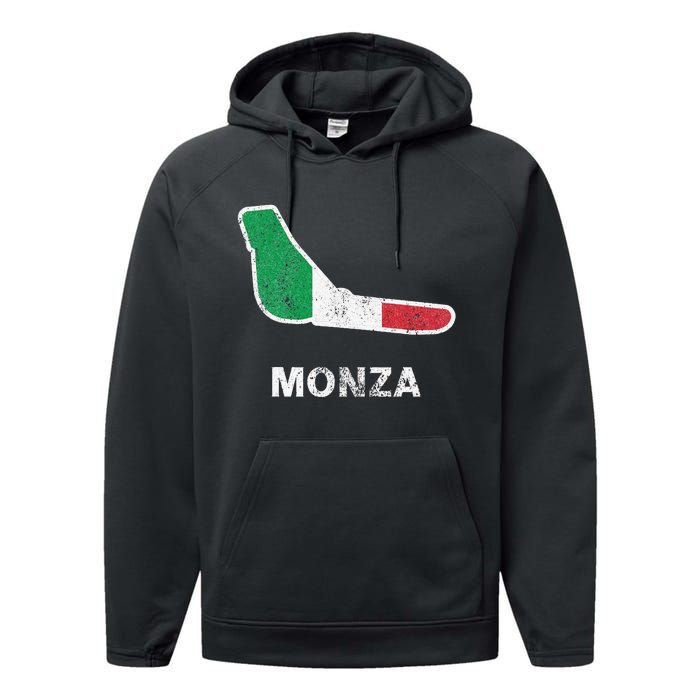 Car Racing Track In Monza Italy Monza Circuit Racing Track Performance Fleece Hoodie