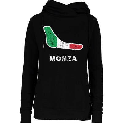 Car Racing Track In Monza Italy Monza Circuit Racing Track Womens Funnel Neck Pullover Hood