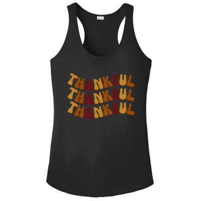 Cute Retro Thankful Vibes Cute Retro Thanksgiving Fall Gift Ladies PosiCharge Competitor Racerback Tank