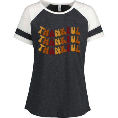 Cute Retro Thankful Vibes Cute Retro Thanksgiving Fall Gift Enza Ladies Jersey Colorblock Tee