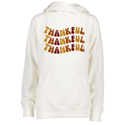 Cute Retro Thankful Vibes Cute Retro Thanksgiving Fall Gift Womens Funnel Neck Pullover Hood